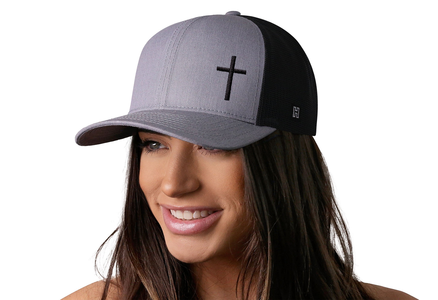 Cross Trucker Hat | Gray-Black cross Snapback