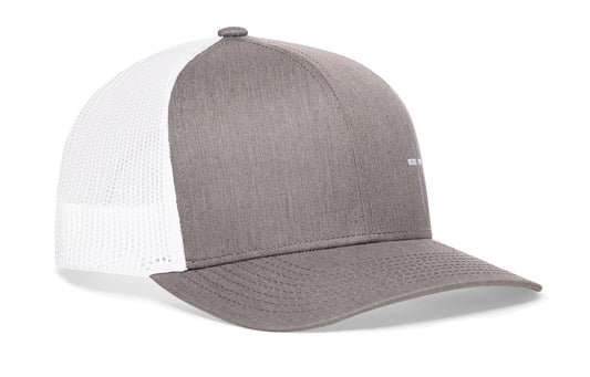 Cross Trucker Hat | Gray-White Cross Snapback