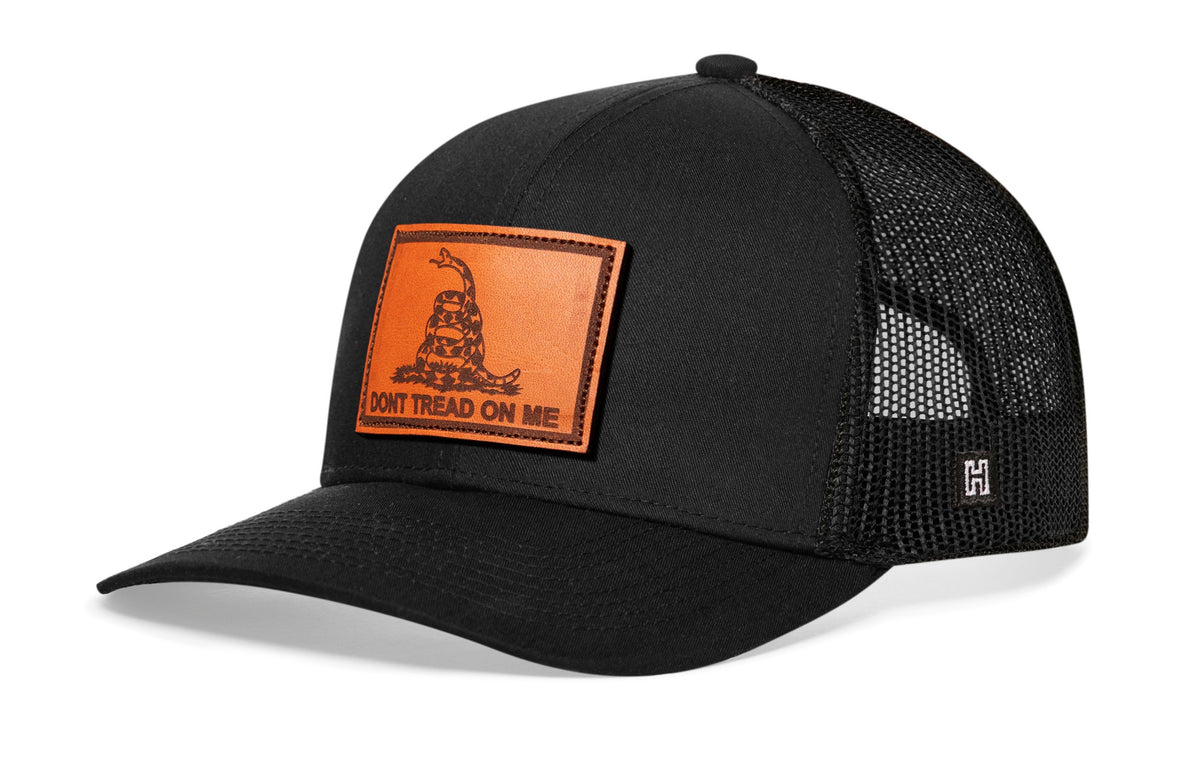 Dont Tread On Me Trucker Hat | Leather Gadsden Flag Snapback