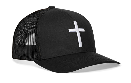 Cross Trucker Hat | Black bold cross Snapback