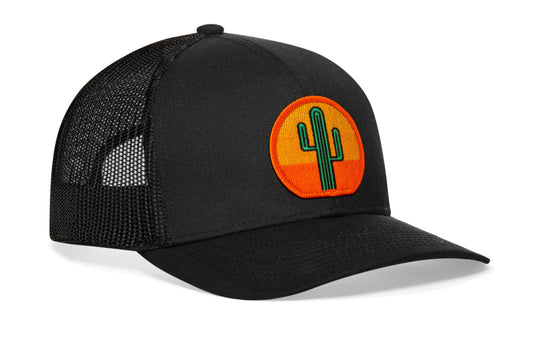 Cactus Sunset Trucker Hat | Black Cactus Sunet Snapback