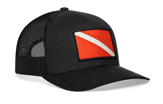 Dive Flag Trucker Hat | Black Scuba Diving Snapback