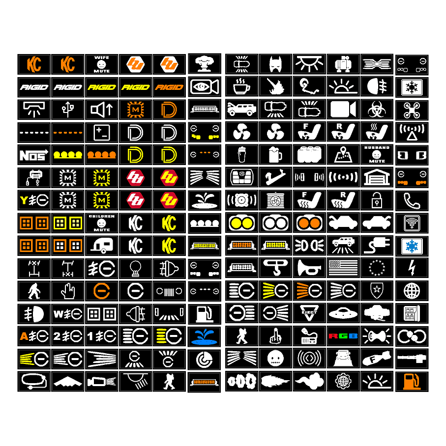 Printed Series Auxiliary Switch Labels (Upfitter) - 2018+ Jeep Wrangler / Gladiator JL / JT