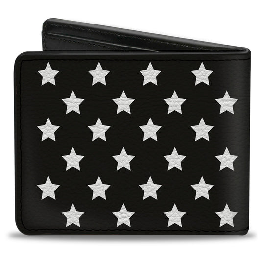 Bi-Fold Wallet - American Flag CLOSE-UP Black White