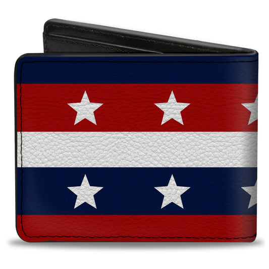 Bi-Fold Wallet - Americana Stripe w Stars Blue Red White