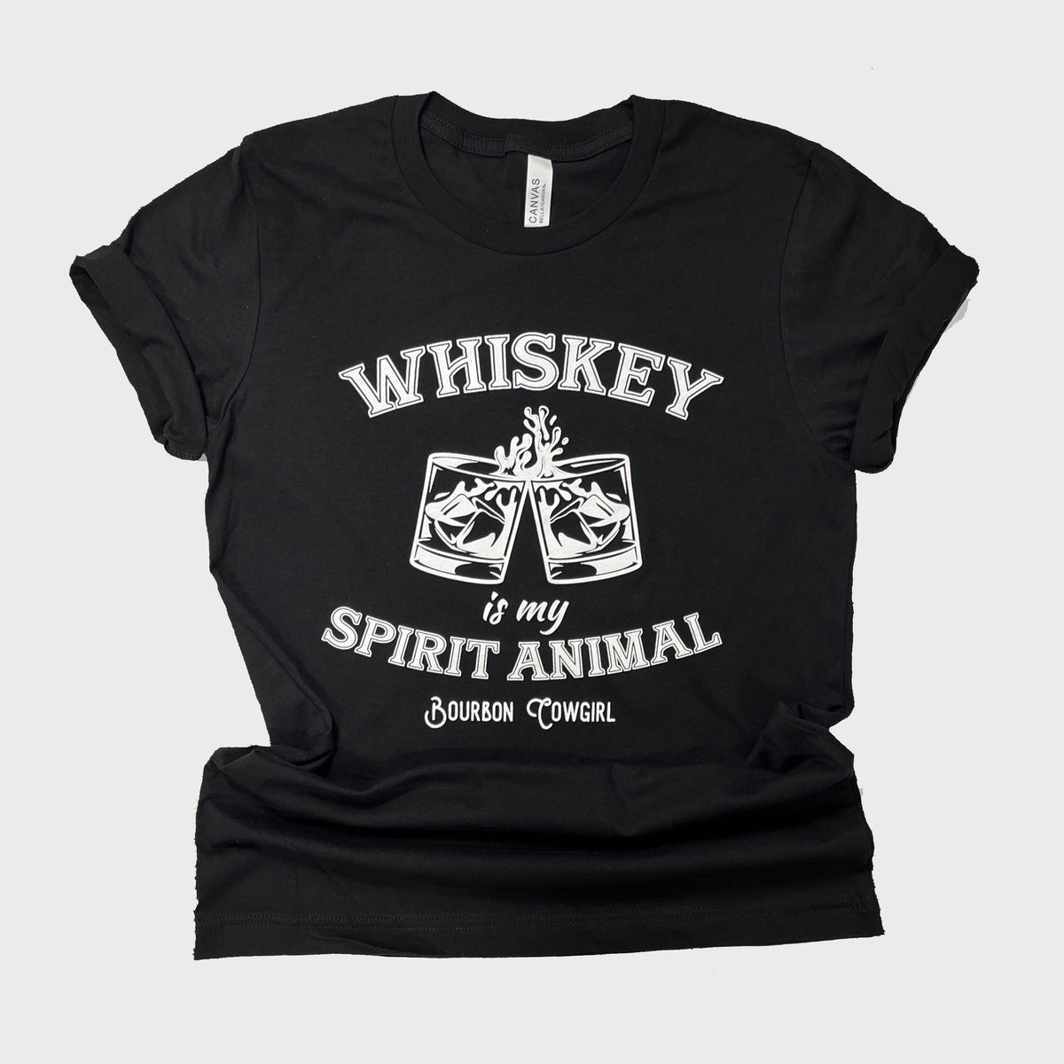 Whiskey Is My Spirit Animal Graphic Tee - Bourbon Cowgirl
