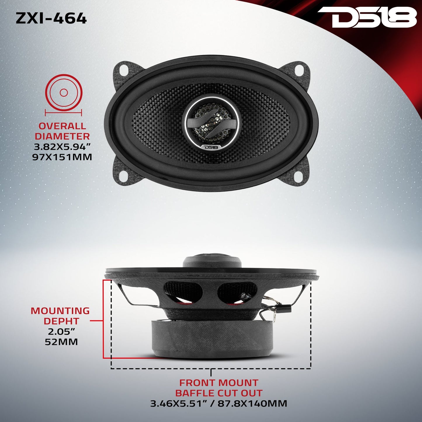 ZXI 4x6" 2-Way Coaxial Speakers with Kevlar Cone | 60 Watts RMS 4-Ohm