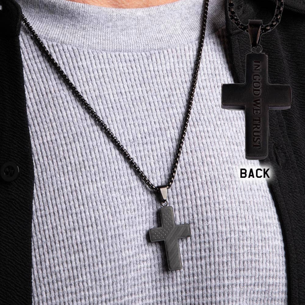 In God We Trust - American Flag Cross Necklace: Helps Pair Veterans With A Service Dog Or Shelter Dog