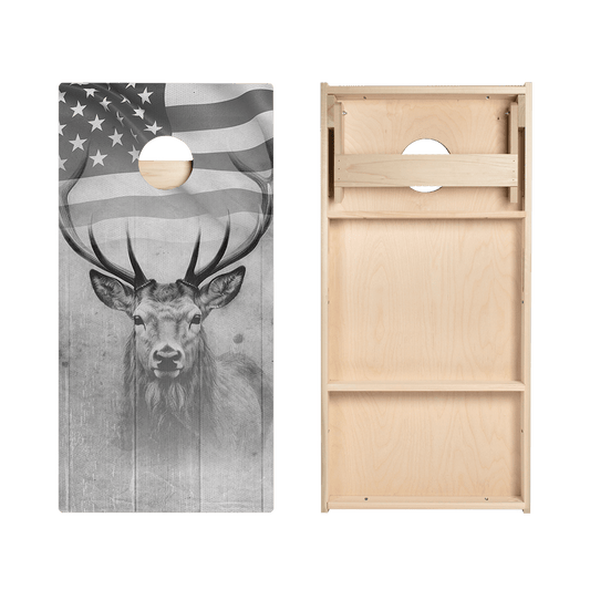 American Flag Antlers Star Cornhole Boards