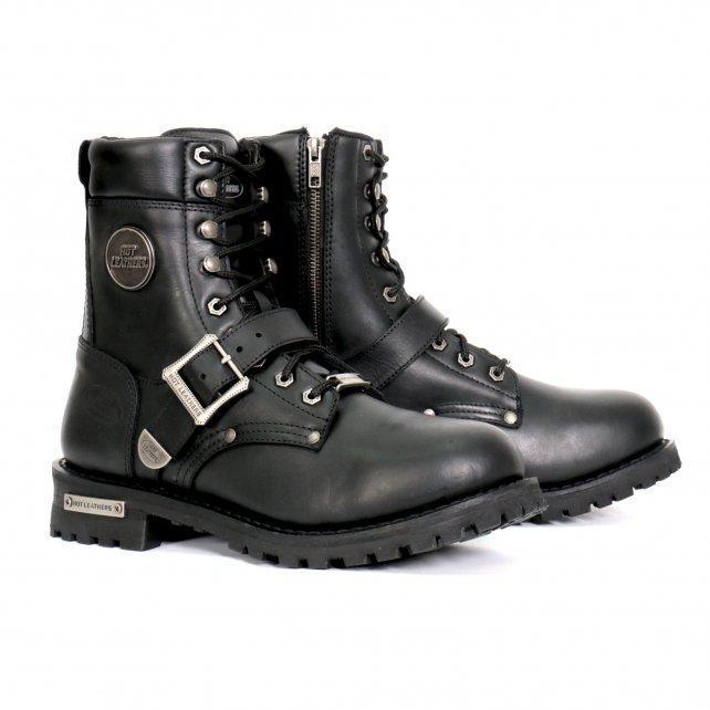 Men's Iron Buckle Black Logger Boots - BTM1006
