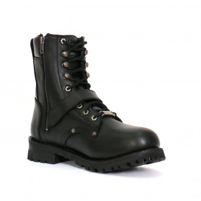 Men's Iron Buckle Black Logger Boots - BTM1006