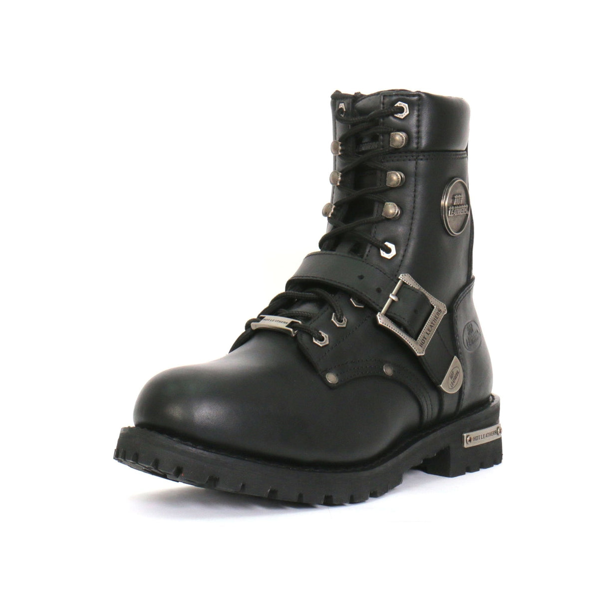 Men's Iron Buckle Black Logger Boots - BTM1006