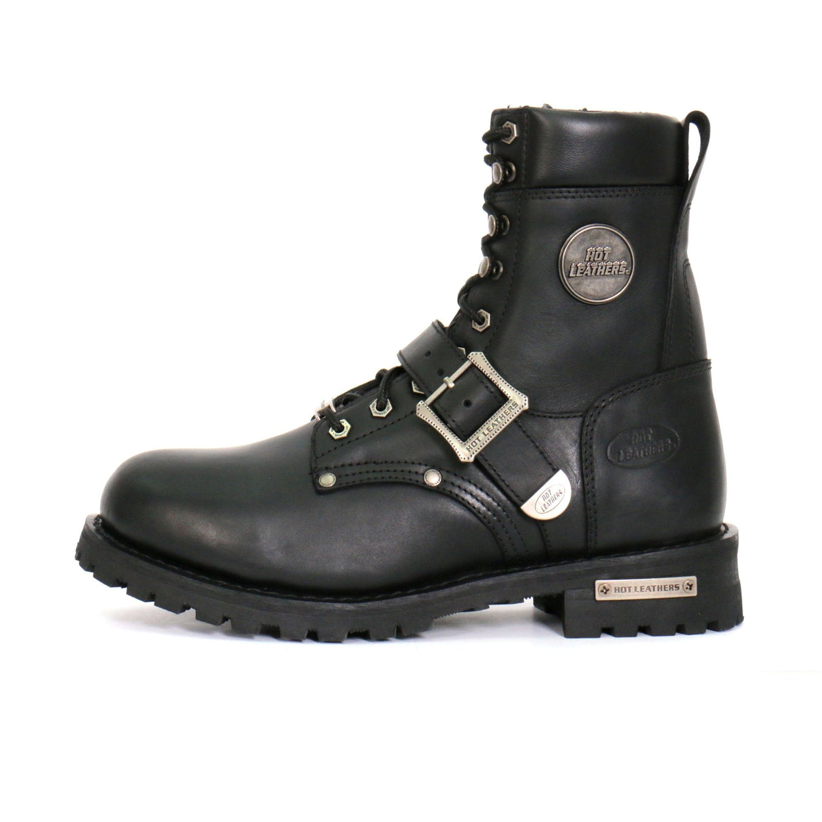 Men's Iron Buckle Black Logger Boots - BTM1006