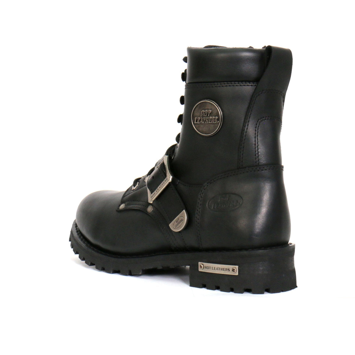 Men's Iron Buckle Black Logger Boots - BTM1006