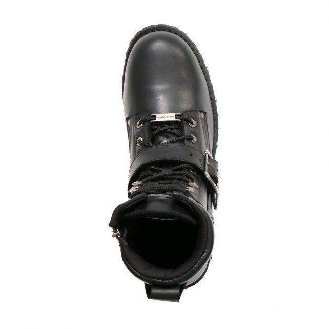 Men's Iron Buckle Black Logger Boots - BTM1006
