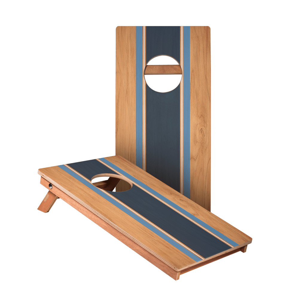 Classic Stripes Natural Wood Blues Backyard 1x2ft Cornhole Boards