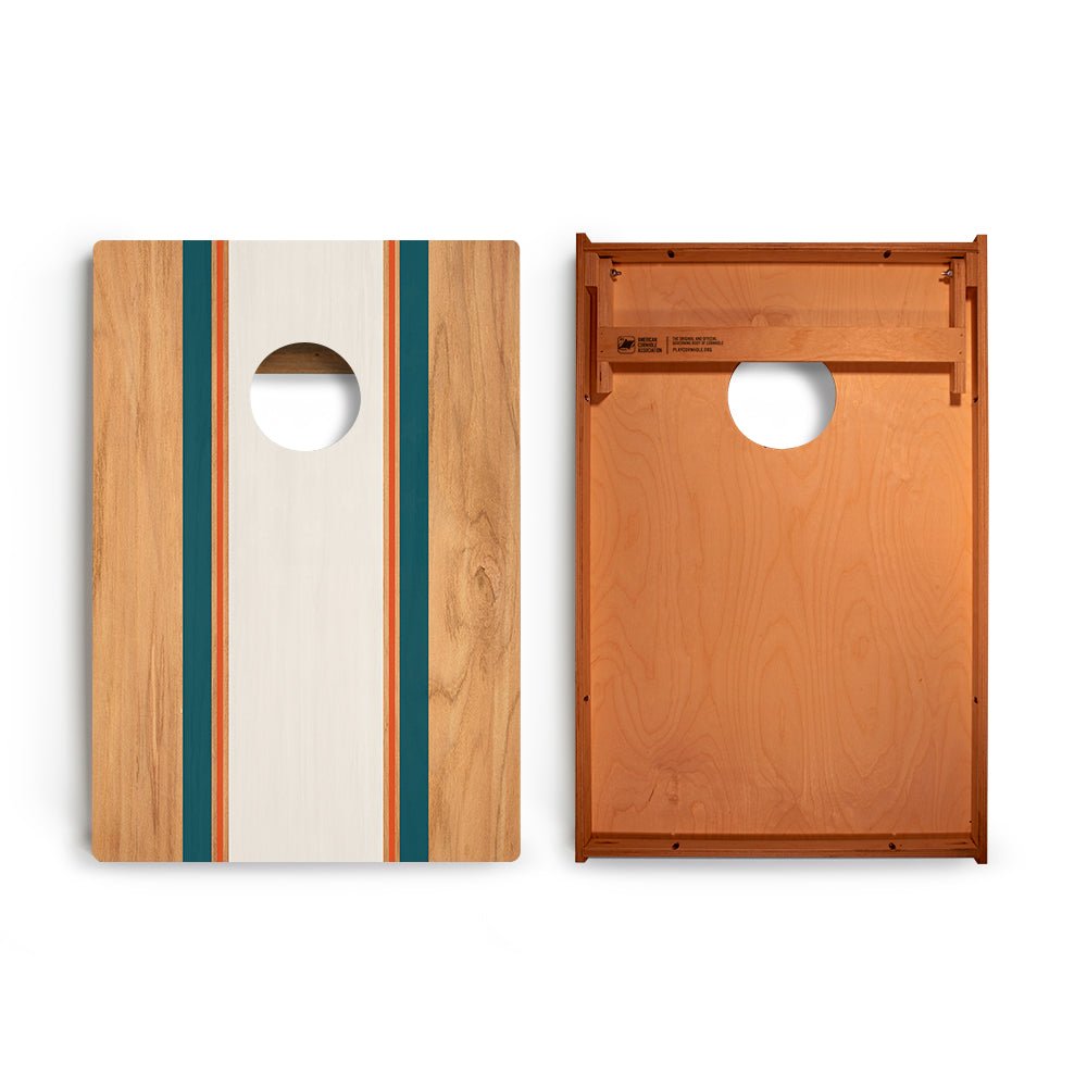 Classic Stripes Teal Orange Backyard 2300 Cornhole Boards