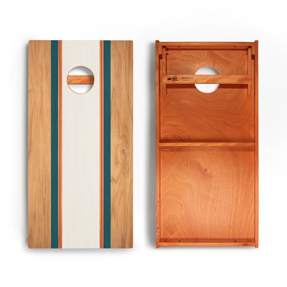 Classic Stripes Teal Orange Backyard 2400 Cornhole Boards