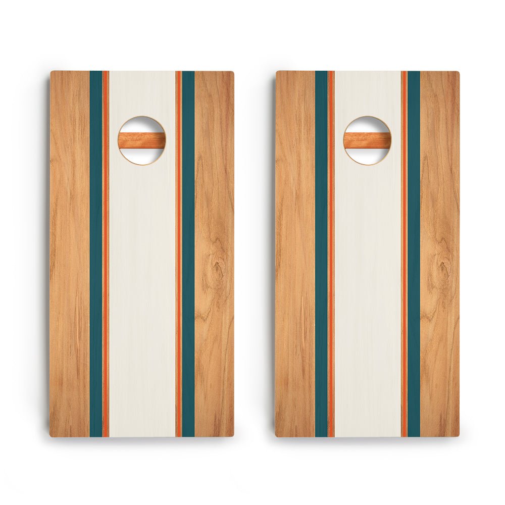 Classic Stripes Teal Orange Backyard 2400 Cornhole Boards