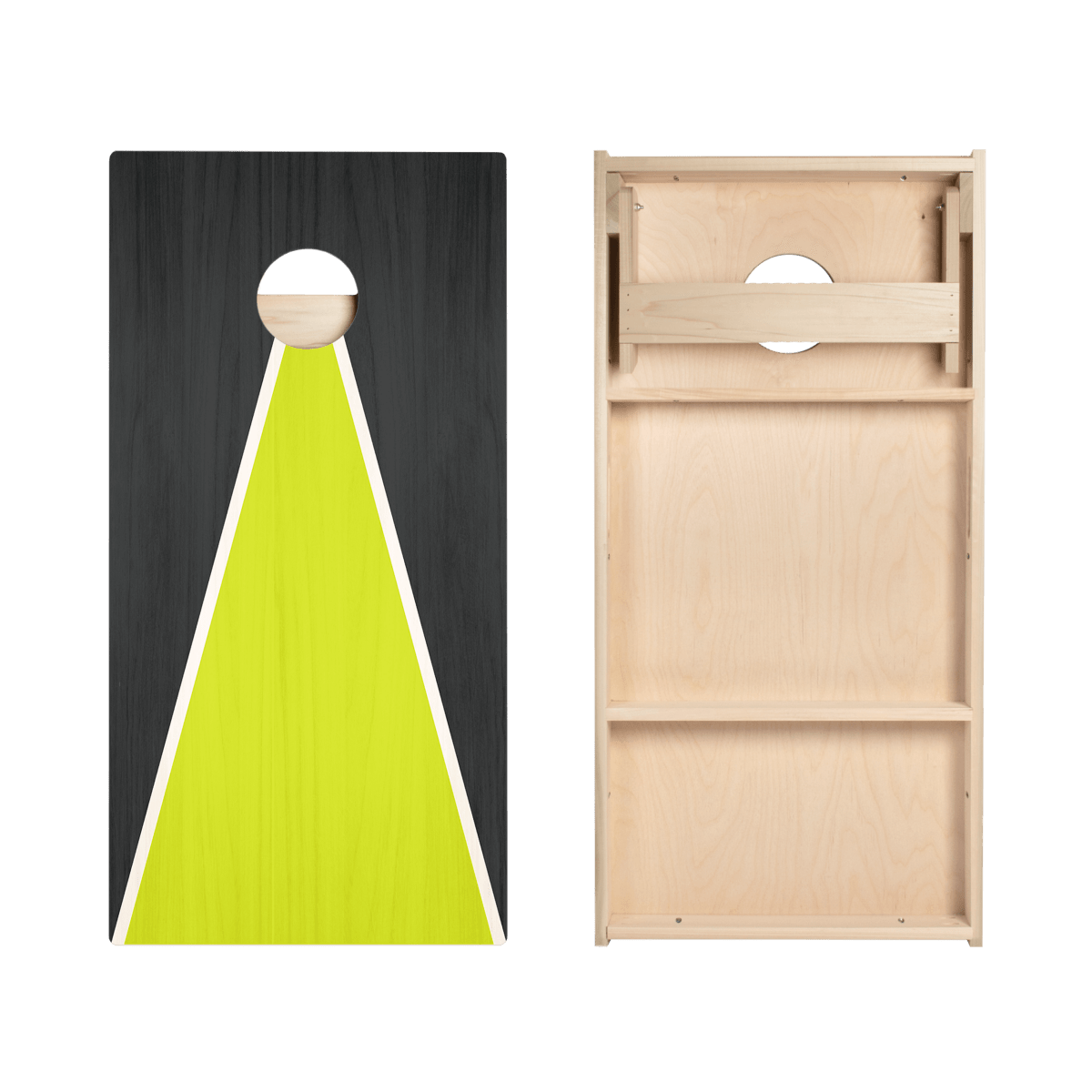 Classic Triangle - Black and Neon Green Star Cornhole Boards