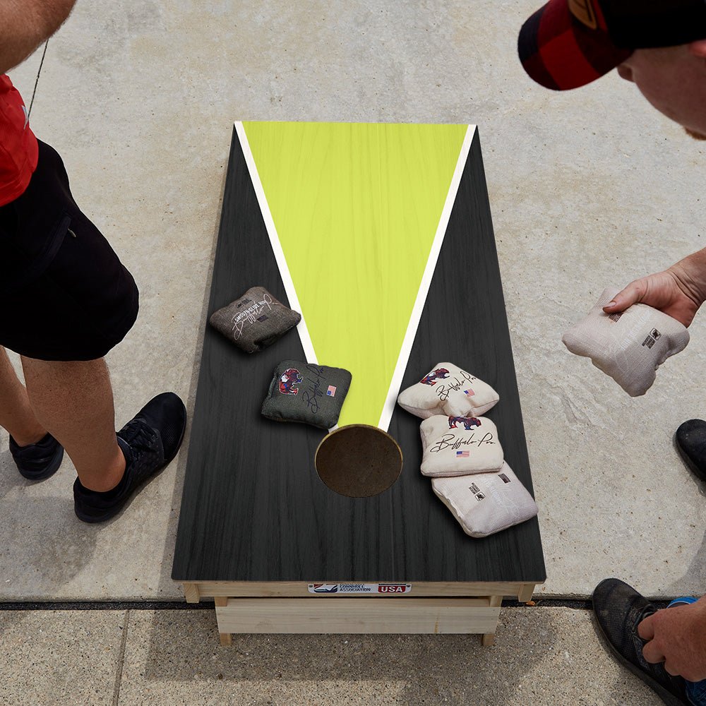 Classic Triangle - Black and Neon Green Star Cornhole Boards
