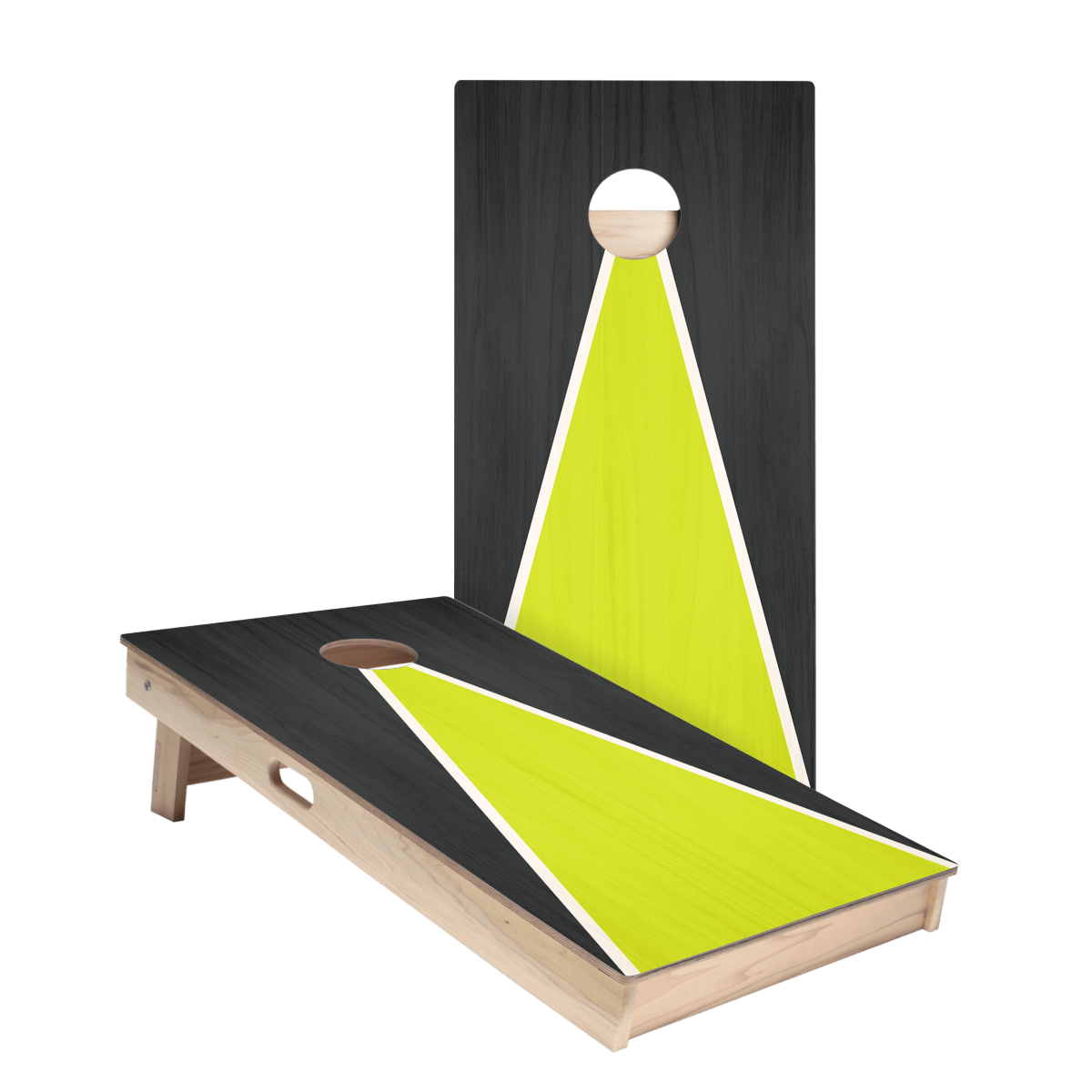 Classic Triangle - Black and Neon Green Star Cornhole Boards