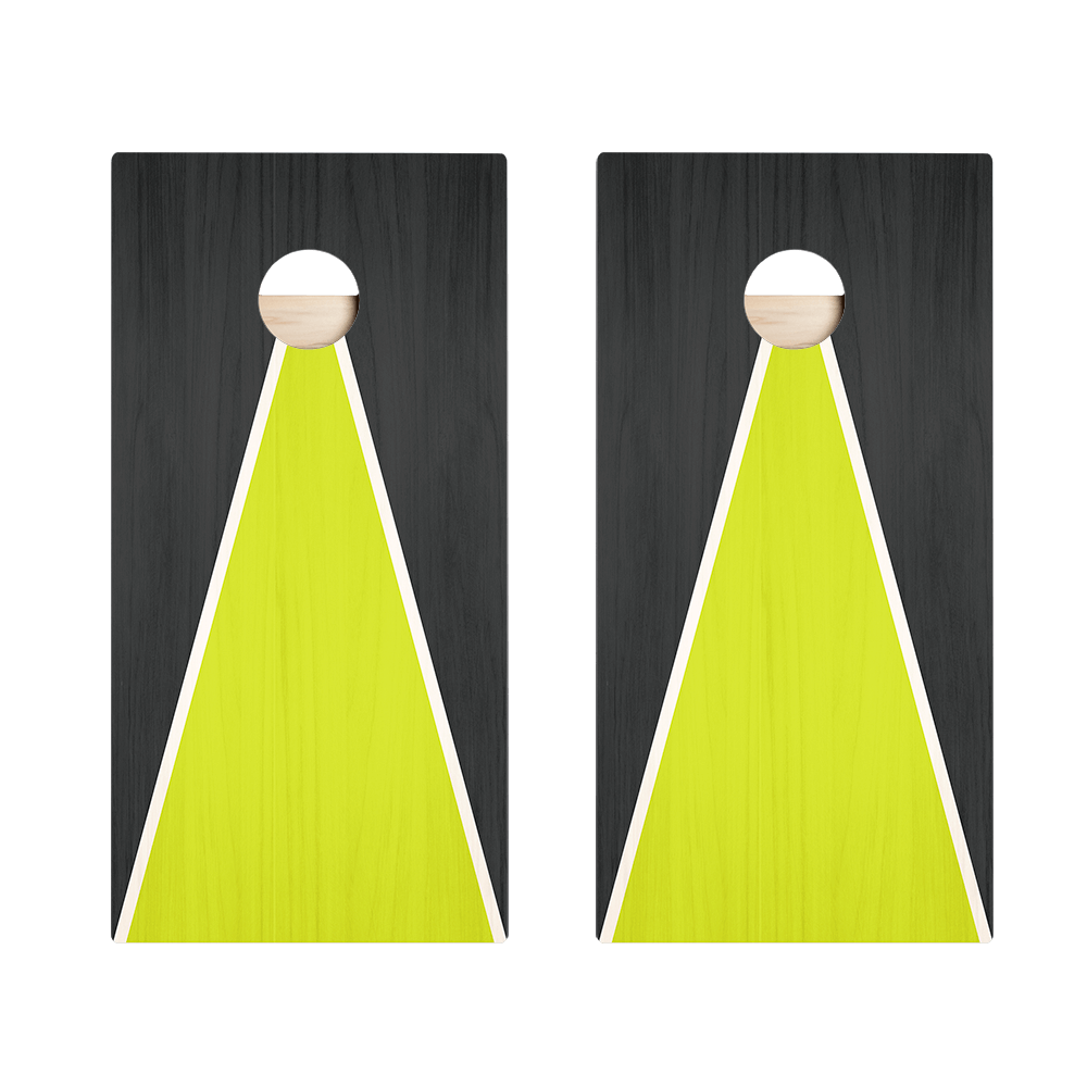 Classic Triangle - Black and Neon Green Star Cornhole Boards