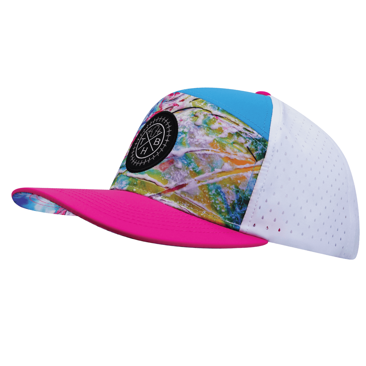 Color Vibes Hat - Flat Bill - Candy Land - Neon Pink / Neon Blue / White - Laser Mesh