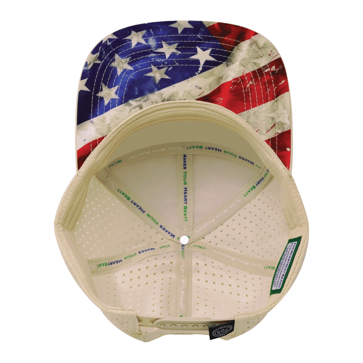Color Vibes Hat - Flat Bill - Rugged Flag - Cream - Laser Mesh