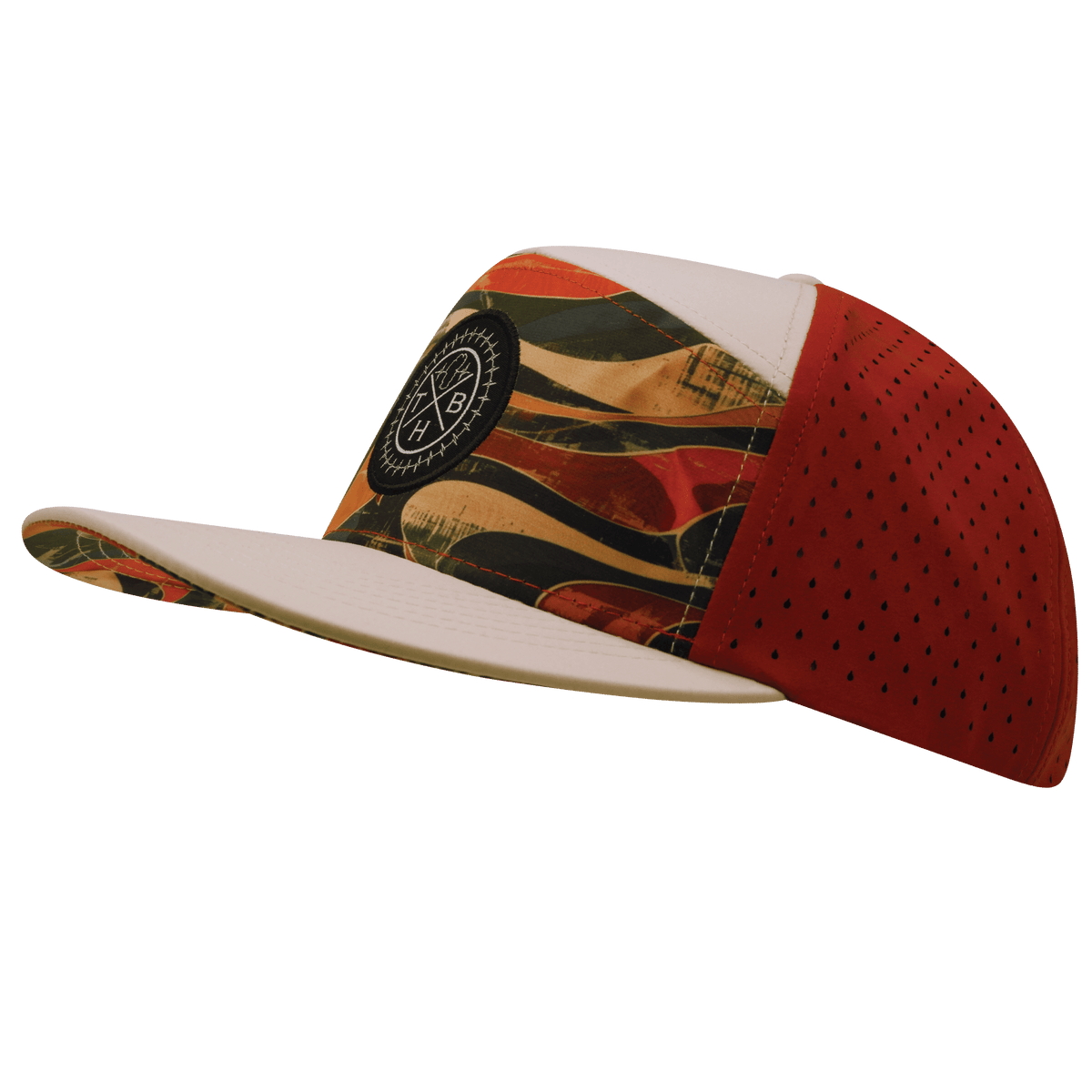 Color Vibes Hat - Flat Bill - Rustic River - Cream / Red Rock - Laser Mesh