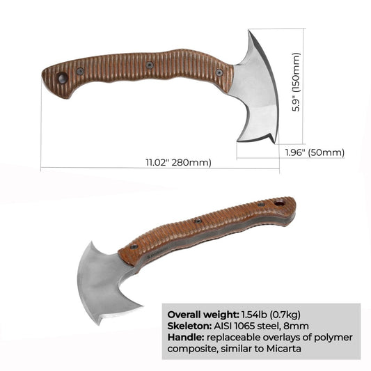 Compact tomahawk "Mingan" with polymer composite handle
