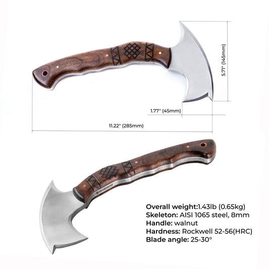 Compact tomahawk "Tahu" with wooden handle