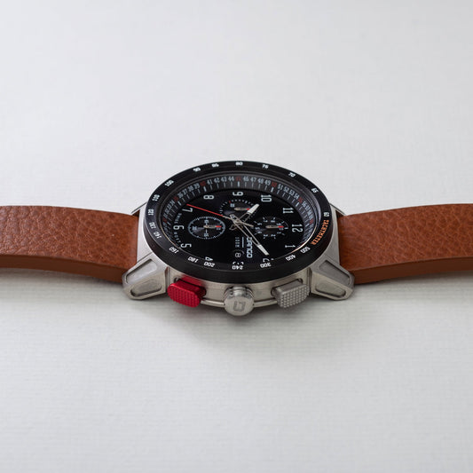 CR-01 - Chrono Watch with Italian Leather Strap - Whiskey Brown