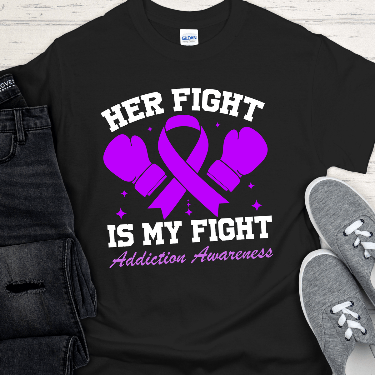 Custom Recovery T-Shirt | Inspiring Sobriety | Her Fight Is My Fight