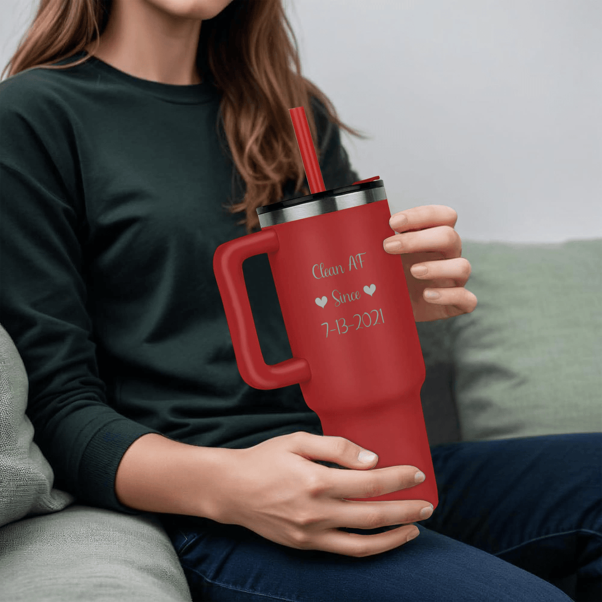 Custom SS Recovery Tumbler | Inspiring Sobriety | Clean AF Since