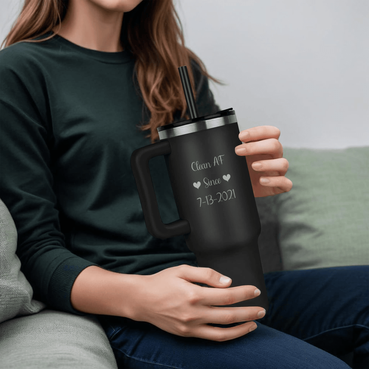 Custom SS Recovery Tumbler | Inspiring Sobriety | Clean AF Since
