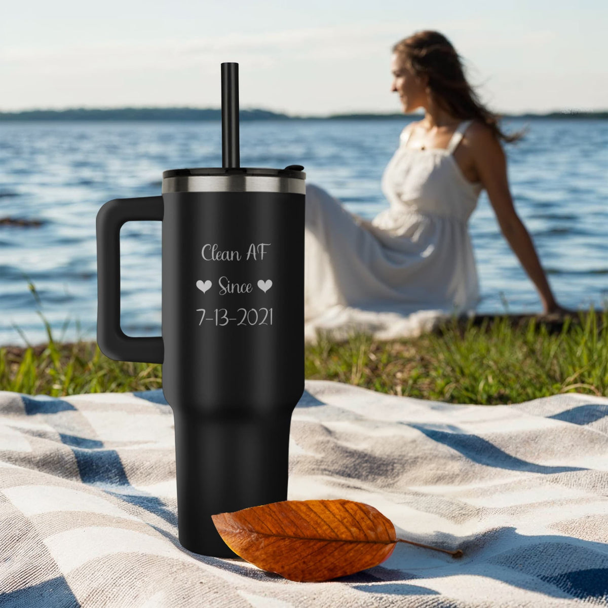 Custom SS Recovery Tumbler | Inspiring Sobriety | Clean AF Since