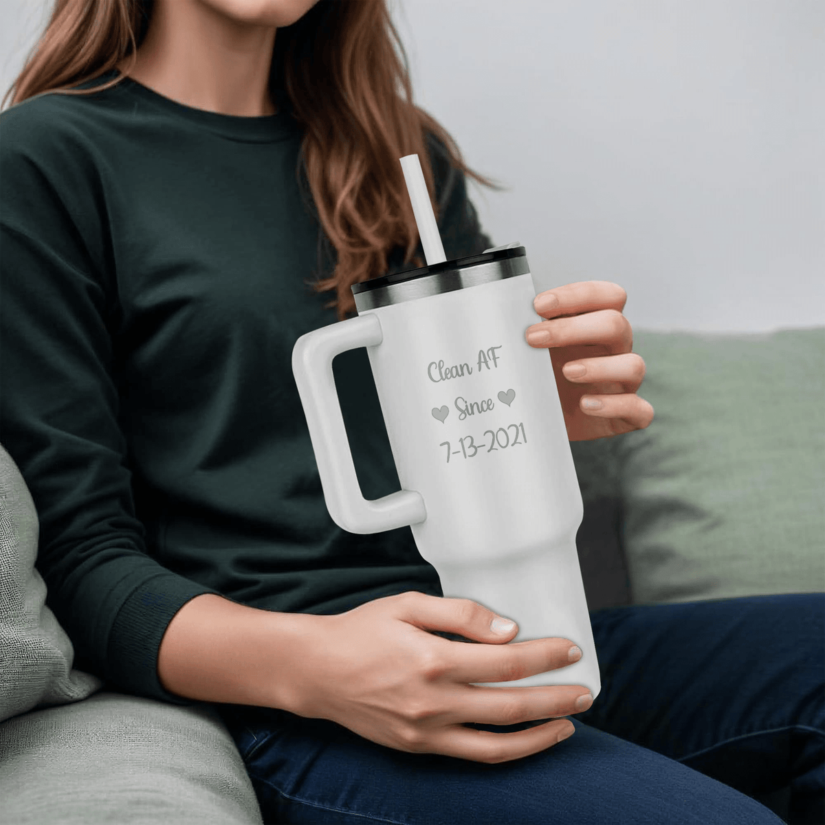 Custom SS Recovery Tumbler | Inspiring Sobriety | Clean AF Since