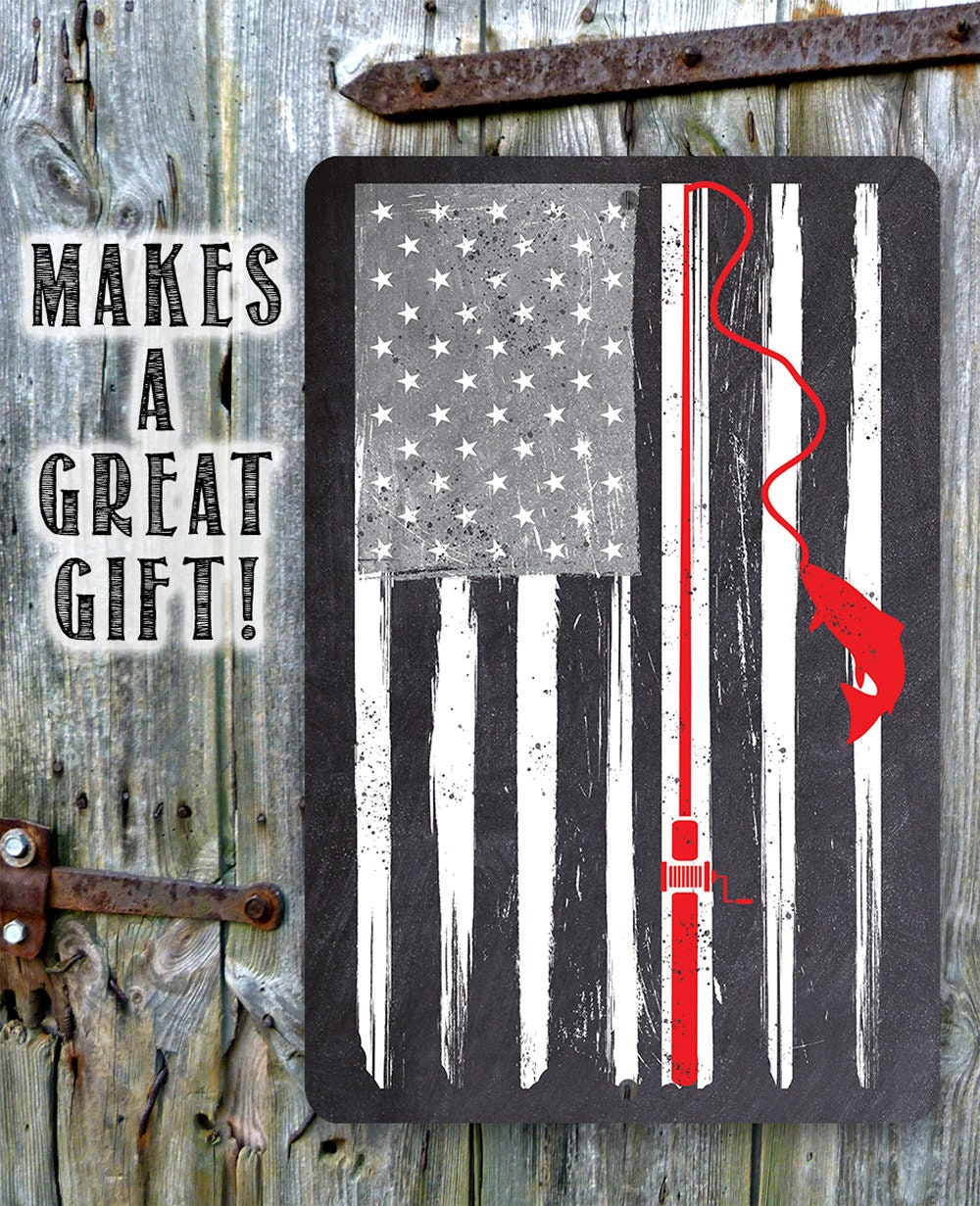 Distressed Flag Fishing - Metal Sign