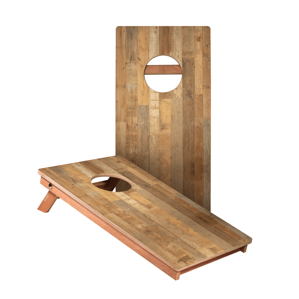 Distressed Wood Backyard 1x2 ft Cornhole Boards