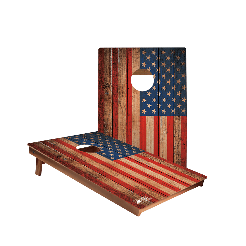 Distressed Wood Flag Backyard 2300 Cornhole Boards