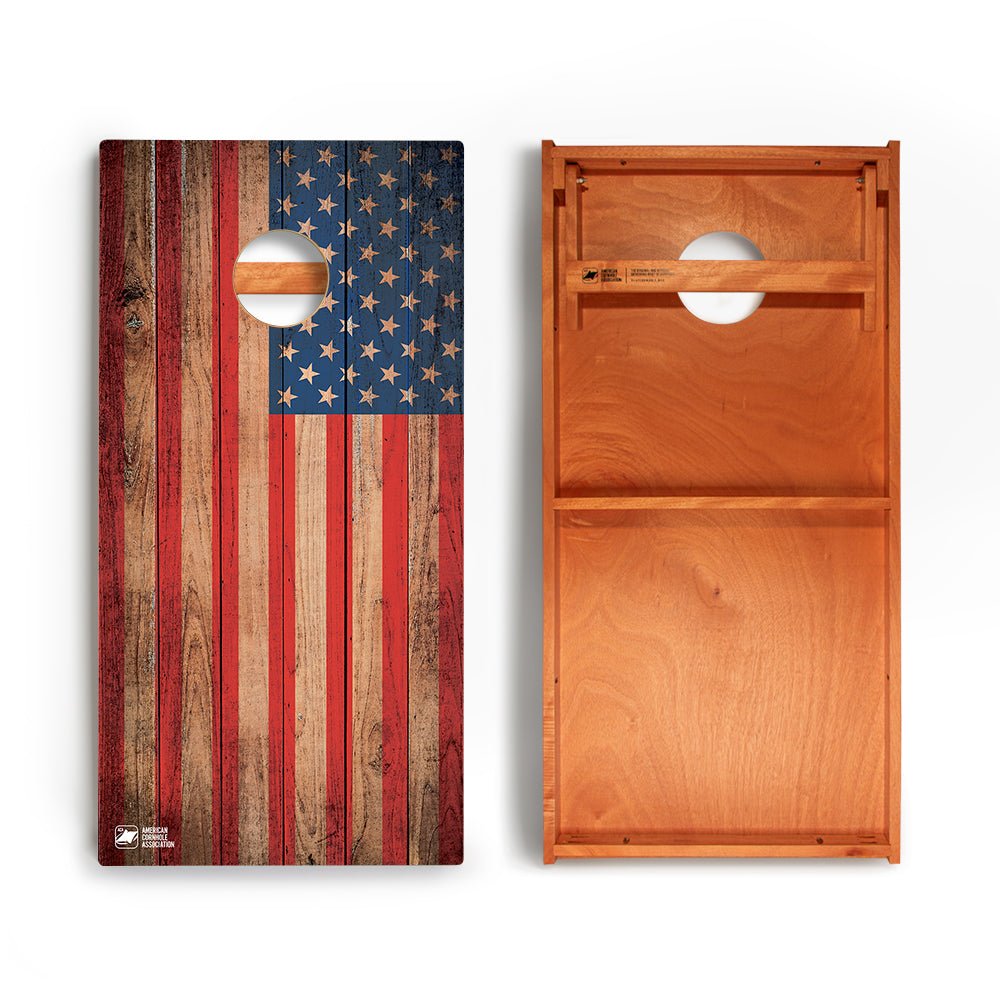 Distressed Wood Flag Backyard 2400 Cornhole Boards