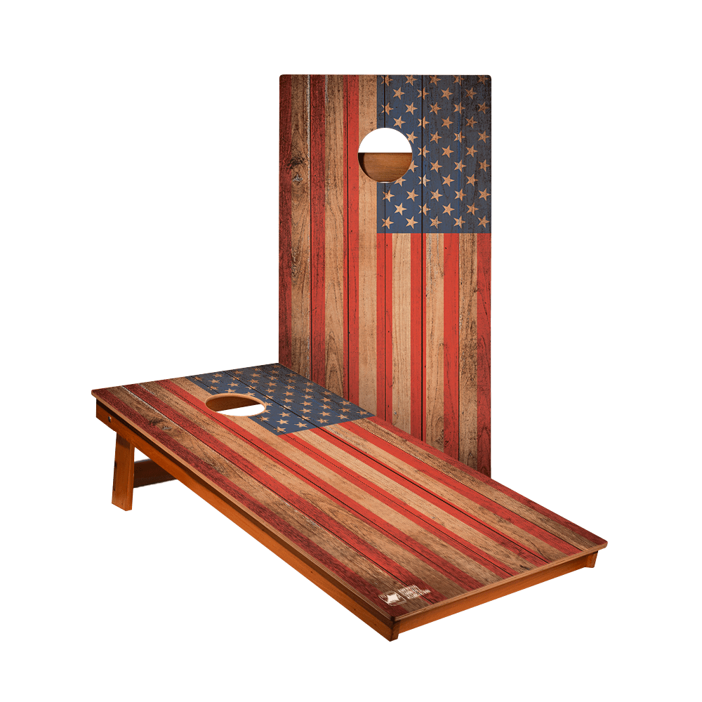 Distressed Wood Flag Backyard 2400 Cornhole Boards