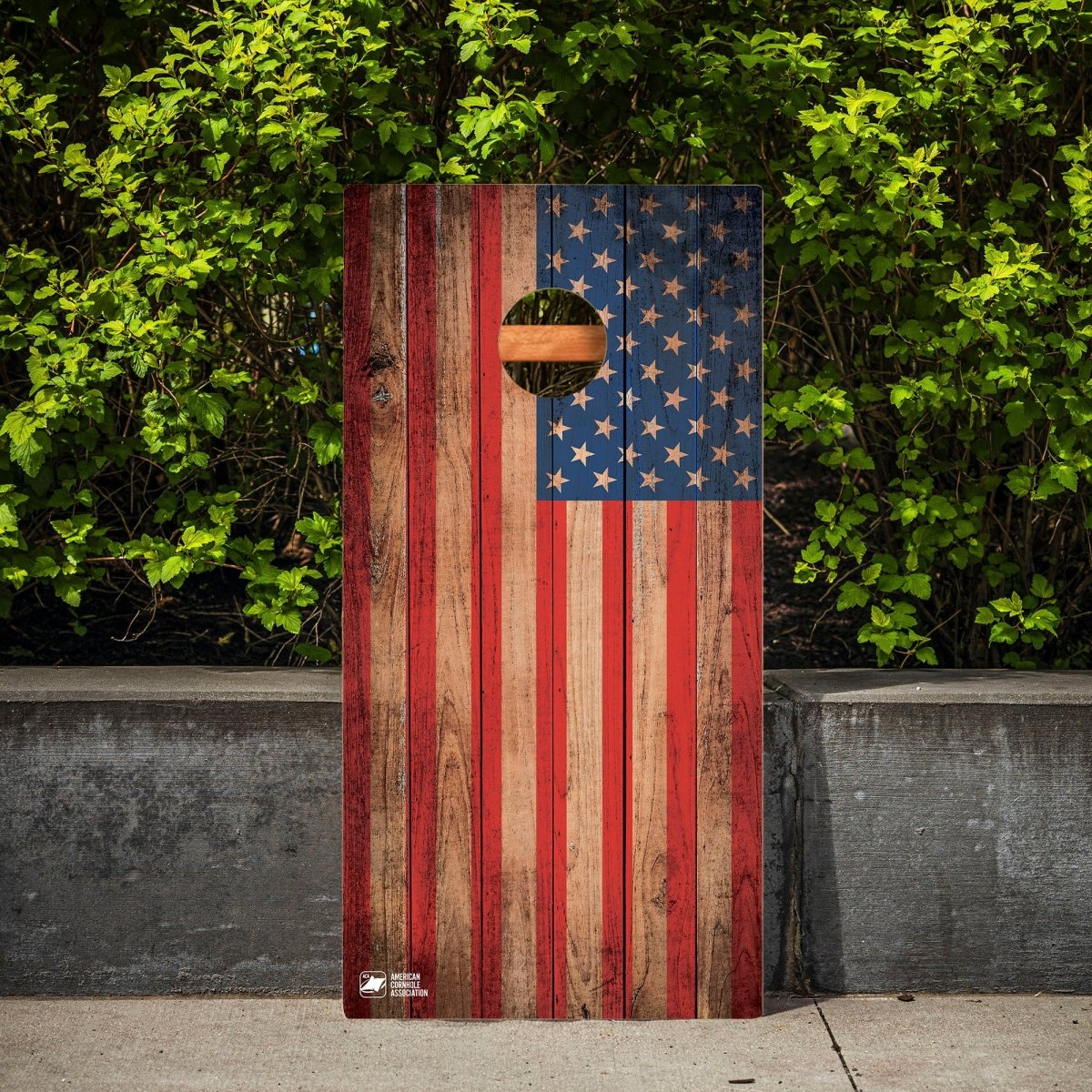Distressed Wood Flag Backyard 2400 Cornhole Boards