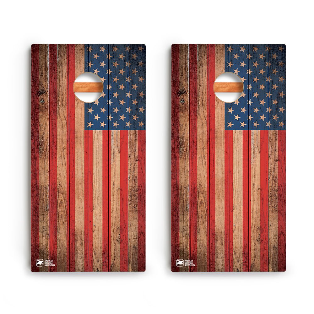 Distressed Wood Flag Backyard 2400 Cornhole Boards