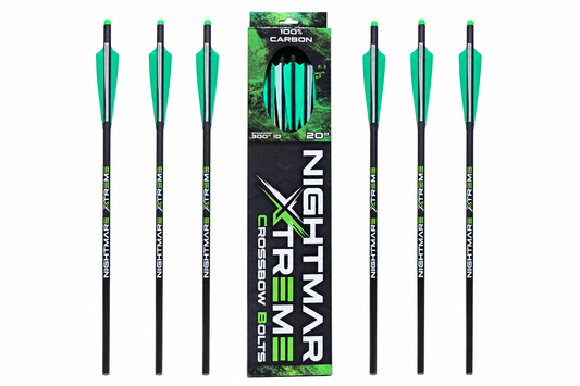 NIGHTMARE XTREME Crossbow Bolts Carbon Half Moon Nocks 6Pcs 20"