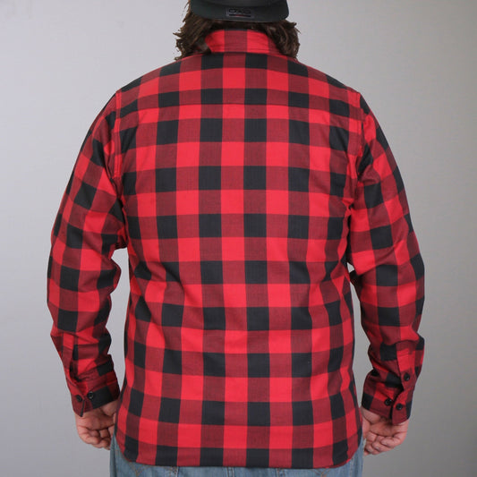 Hot Leathers Men's 'Backroad Saints' Black/Red Cotton Flannel Shirt - Button Front - Riding/Casual/ Work Wear - FLM2002