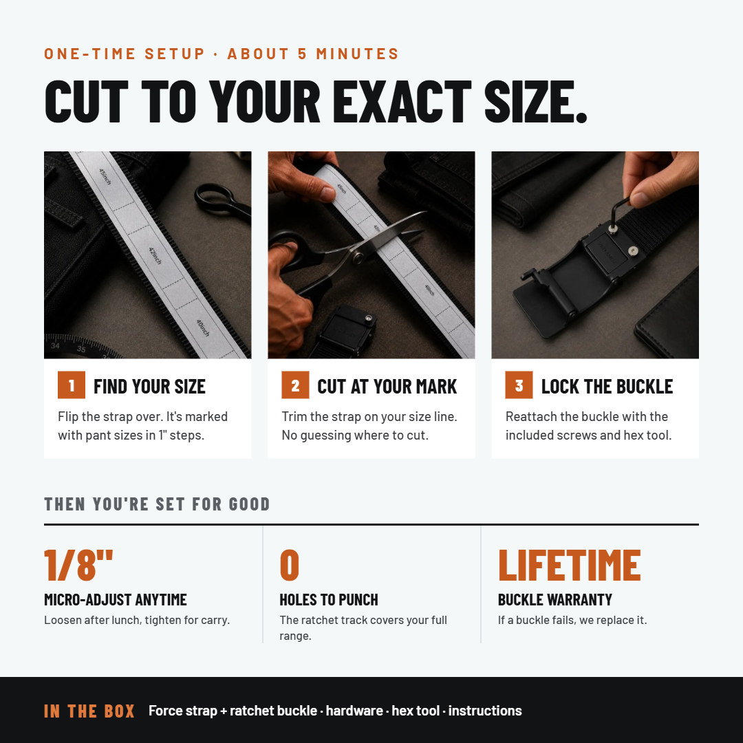 Force 1.0 EDC Belt 1.5" Width Ballistic Nylon for Everyday Carry