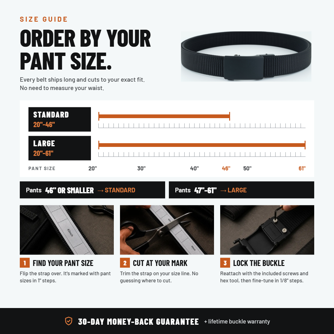 Force 1.0 EDC Belt 1.5" Width Ballistic Nylon for Everyday Carry