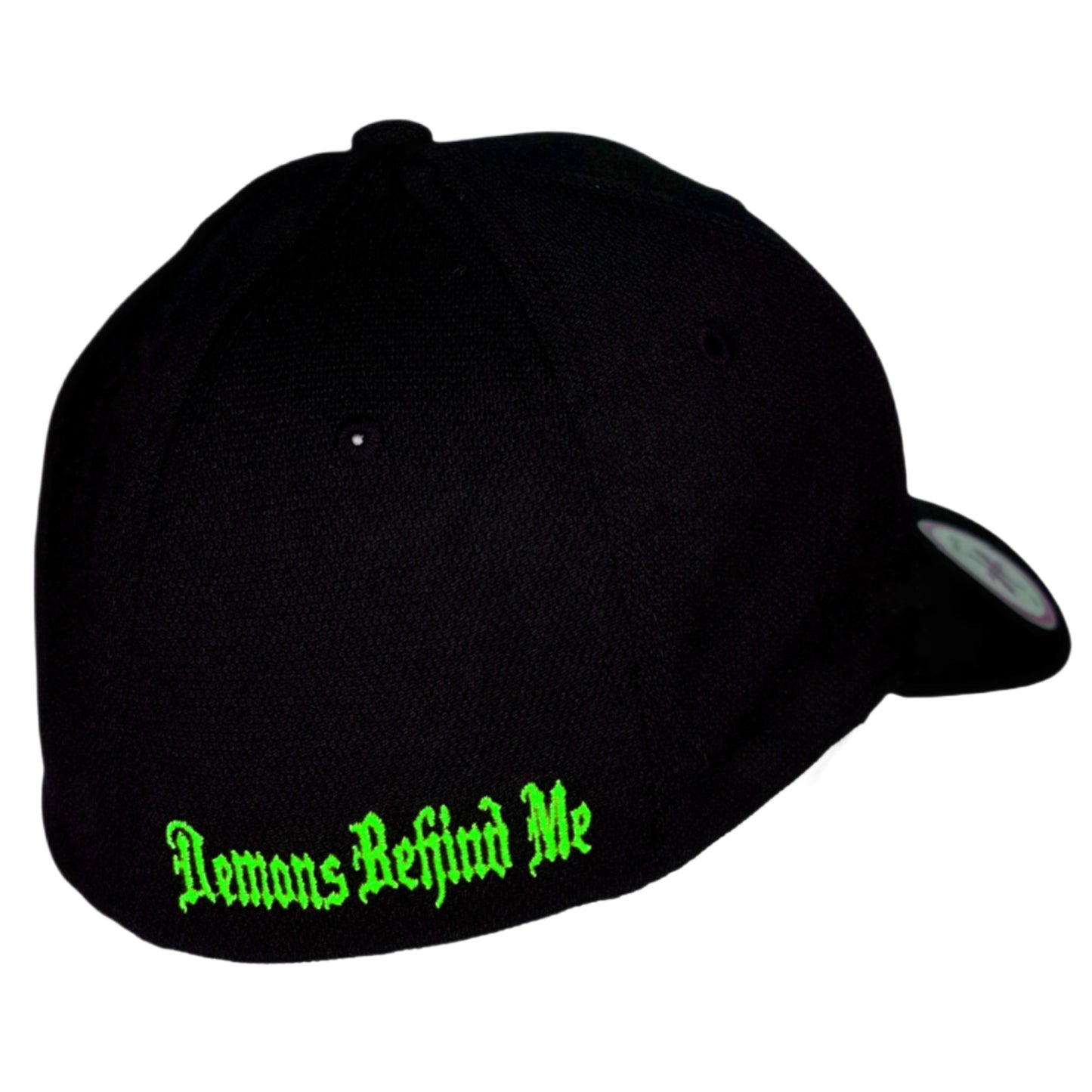 Flexfit "Never Fade" Black Hat - Circle Skull Green Ring